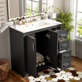 36'' Bathroom Vanity with Ceramic Sink Combo, Solid Wood Frame Bathroom Storage Cabinet, N710P243327B