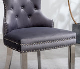 ZUN Montura Contemporary Tufted Velvet Chair with Nailhead Trim, Set of 2, Gray T2574P164575