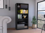 Vinton 4-Tier Bookcase with Modern Storage for Books and Decor, Black B097P167419