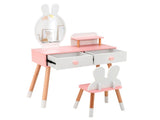 2-in-1 Kids Vanity Table Set with Detachable Mirror, White Dressing Table with Storage Shelf & 09880666