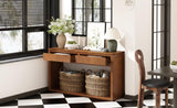 TREXM 55" Console Table, Rustic Wooden Entryway Table with Storage Drawers and Open Shelf, Elegant N715P235096H