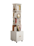 Rotating Bookshelf, 360 Degree Display 5 Tier Corner Bookshelf with Drawer for Small Space, Floor W2641P329223