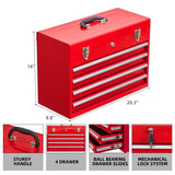 Metal Tool Box with 4 Drawers Portable Steel Tool Chest with Metal Cylinder Lock and Latch Closure, W3037P241995