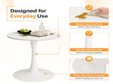 Round Tulip Dining Table, 27.6 Inch Circular Kitchen Table for 2 People, Melamine Laminated MDF 09175946
