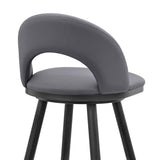 Charlotte Swivel Bar Stool in Black Metal with Gray Faux Leather B2736P354270
