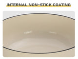 Cast iron 7.5QT cooking pot - Ceramic white - Includes two silicone gloves - Enamel pot 21072986