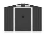 6 x 4 FT Outdoor Storage Shed, Metal Garden Storage House with Slanted Roof & Double Sliding Doors 10356971