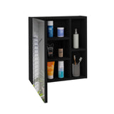Labelle Medicine Cabinet With Mirror, Five Internal Shelves, Single Door -Black B07091924