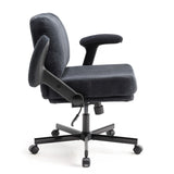 Chair with Wheels and Flip Arms-Comfy Fabric Cross Legged Office Chair with Thick Cushion&Wide Seat, 15752101