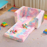 Glow-in-the-Dark Kids Foldable Sofa Bed All-Sponge Single Chaise Lounge Pink Unicorn Flannel 83281048