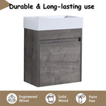 ZUN 18'' Floating Wall-Mounted Bathroom Vanity with White Resin Sink & Soft-Close Cabinet Door W99936248