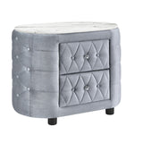 1pc Gray Nightstand Upholstery Fabric Marble Top Two Storage Drawers Wooden Bedroom Furniture Oval B2741P318960