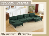 U-Shaped Convertible Sectional Sofa with 2 Chaise Lounges, 4-Seater Modular Couch with Removable & 13591689