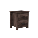 Vintage Two Drawer Nightstand, Simple and Generous Storage Space,Dark Walnut WF324088AAD