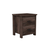 ZUN Vintage Two Drawer Nightstand, Simple and Generous Storage Space,Dark Walnut 96929255