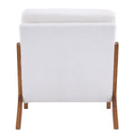 ZUN Oak Armrest Oak Upholstered Teddy Velvet Single Lounge Chair Indoor Lounge Chair Off-White 86558751