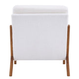 ZUN Oak Armrest Oak Upholstered Teddy Velvet Single Lounge Chair Indoor Lounge Chair Off-White 86558751