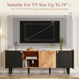 Mid Century TV Stand 3 Cabinets, Media Console Table for TVs up to 70'', Entertainment Center N710P180186P