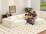 Beige Modular Corduroy Sectional Sofa with Chaise Lounge, All-Foam Deep Seat Couch, Soft Wide-Wale 92259911