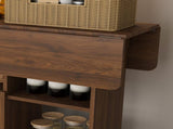 Multi-Functional Folding Table with Storage Shelves and Wheels, 47 Inch Foldable Dining Table for W2700P437587