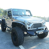 X Style Front Bumper with Winch Plate Compatible with Wrangler JK Heavy Duty Black W2801P208504
