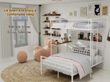 Sturdy Metal Twin Over Full Bunk Bed Frame with Practical Ladder & Storage Shelf, Modern W1935P463331