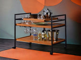 Oaken Honey Oak & Black Finish Serving Cart B2726P286816