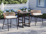 2-Pack Outdoor Bar Stools with Removable Cushions, 400 LBS Weight Capacity Woven Rope Patio Chairs 78348492