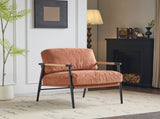27.56" Modern Accent Chair with Plush Cushions, Minimalist Metal Frame, and Wooden Armrest Design N767P215306O