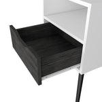 ZUN Nightstand 25"H, Superior Top, Four Legs, One Open Shelf, One Drawer, Smokey Oak / White B097132996