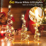 Set of 3 Pre-Lit Christmas Cone Trees - 60 Warm White LEDs, 32"/24"/16" Sizes, Brown Rattan 68689856