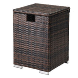 40*40*57cm Iron Frame Gas Bottle Storage Rattan Side Table Brown Gradient 89026297