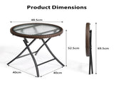Outdoor Side, Round Rattan Patio Side, Small Foldable Wicker with Tempered Glass 95990667