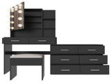 Large Makeup Vanity with Lights, Vanity Table with Charging Station, Vanity Desk with Mirror and 10 53245964