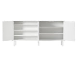 ON-TREND Minimalist Shoe Cabinet with 5 Solid Wood Legs, Cream Style Sideboard Buffet Cabinet with N721P205785K
