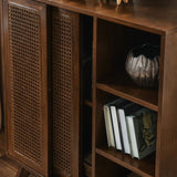 Mid Century Modern Rattan Sideboard Cabinet, Buffet Cabinet for Entryway Hallway Living Room Kitchen W1801P195630