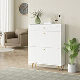 ZUN White shoe cabinet with adjustable shoe rack 34135365