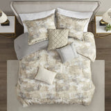 7 Piece Textured Cotton Blend Comforter Set Gray King B035128833