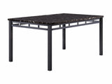 Black Finish 5pc Dinette Set Faux Marble Top Table and 4x Side Chairs Faux Leather Upholstered Metal B01177677