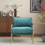 27.56" Modern Accent Chair with Plush Cushions, Minimalist Metal Frame, and Wooden Armrest Design N767P215306Z