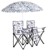 Portable Outdoor 2-Seat Folding Chair with Removable Sun Umbrella Coconut Tree 59226804