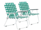 2pcs Steel Tube PP Webbing Bearing 120kg Folding Beach Chair Light Green Strip 45975453