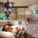 ZUN 52 inch 4 Lights Ceiling Fan with 5 Wood Blades, Two-color fan blade, AC Motor, Remote Control, W1592P162681