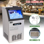 ZUN ZK-110 120V 240W 110lbs/50kg/24h Ice Maker Stainless Steel Transparent Frosted Lid/Display/4*9 62300795