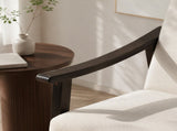 Medieval-inspired modern armchair with high back upholstered chair, solid wood legs, W2989P506961