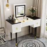 ZUN 43.3" Modern Vanity Table Set with Flip-top Mirror and LED Light, Dressing Table with Customizable WF305842AAA