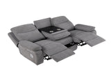 Gray Power Reclining Sofa Chenille Comfort Headrest Lumber Support Cup Holder Bluetooth Speaker B011P611080