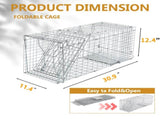 32" Live Animal Cage Trap, Heavy Duty Folding Raccoon Trap, Humane Cat Trap with Handle for Rabbits, 69987129