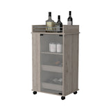 Lusk Bar Cart with 2-Bottle Holder Shelf, Glass Door and Casters B128P176153