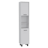 Hobart Pantry, Four Legs, Three Interior Shelves, Two Shelves, Two Cabinets -White B20091871